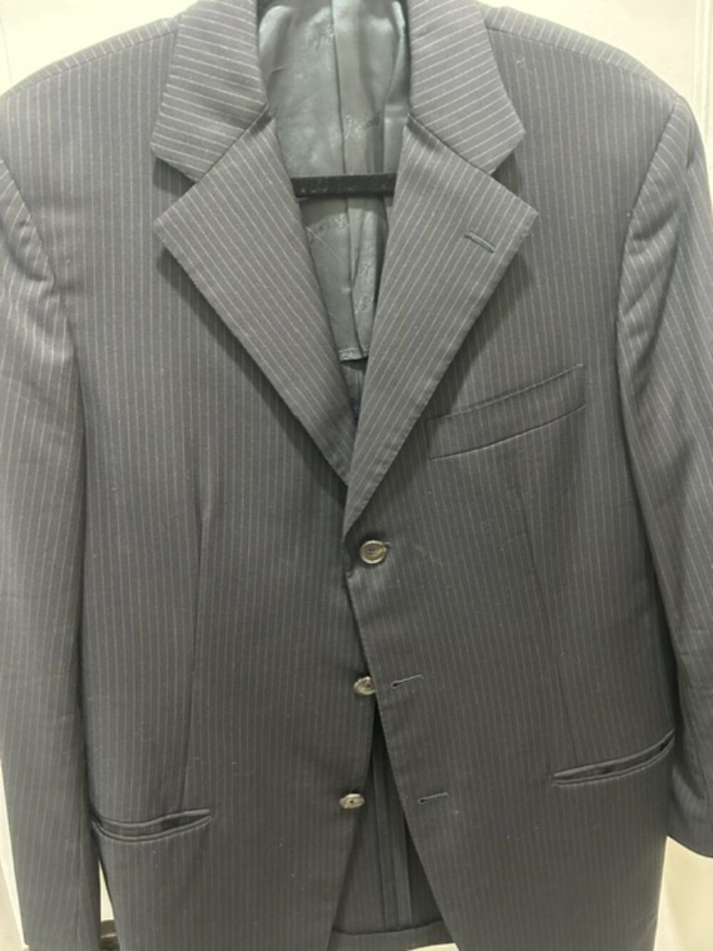 Belvest Barneys Super 120’s Wool Striped Gray Blazer Mens Size 38 Made in Italy